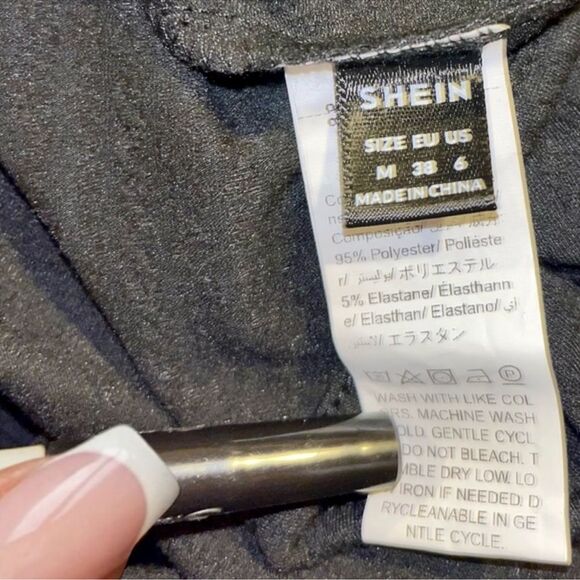 BUNDLE OF 2 SHEIN Black Rompers Kimono + Ribbed Halter Biker Shorts Unitard M - Picture 12 of 16